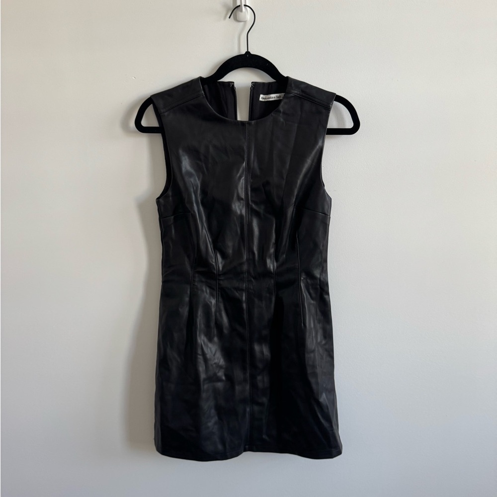 NWT XSP Abercrombie & Fitch Black Mini Leather Dress